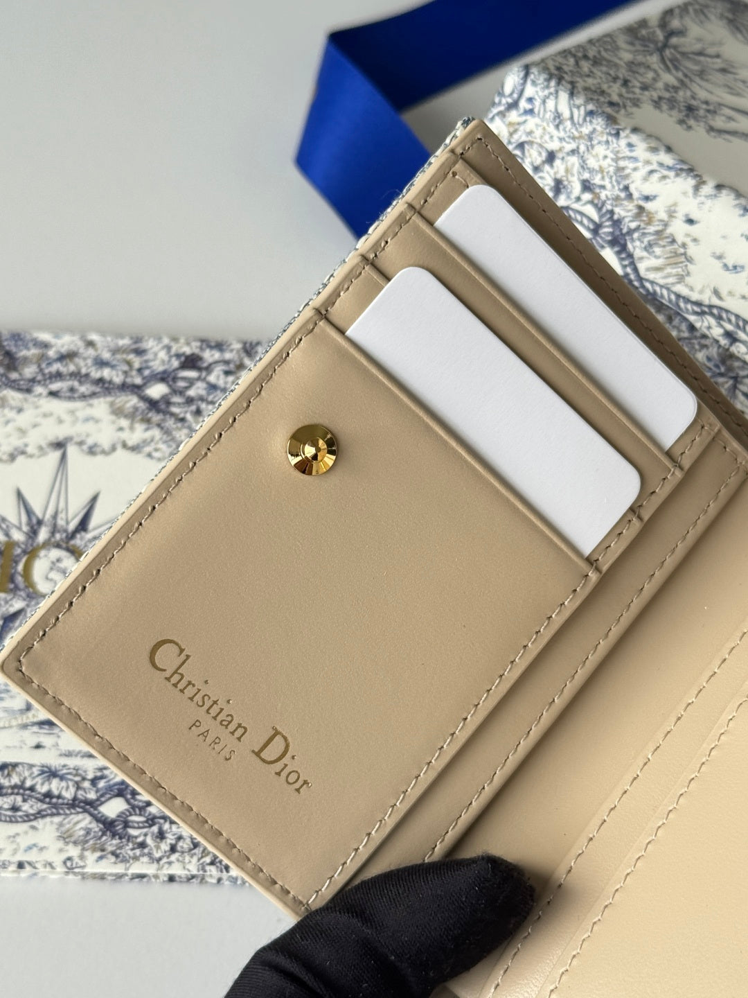 Chanel Dior 25S 30 Montaigne Dahlia Wallet 11 in Light Blue Dior Oblique Jacquard
