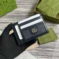 Gucci Ophidia 11 Card Case Dark Blue Canvas and Black Calfskin