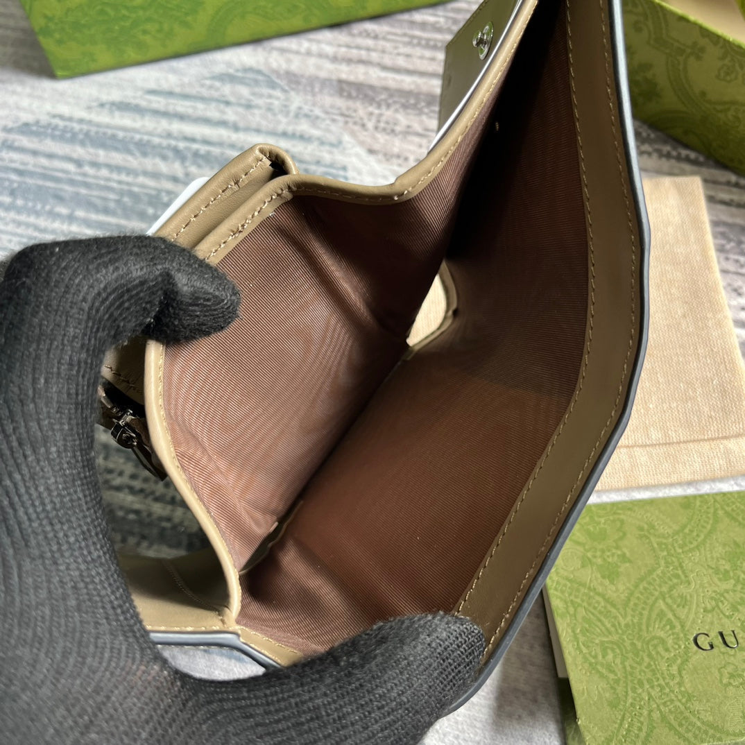 Gucci Mini Wallet 11 in Beige Mix Brown Canvas
