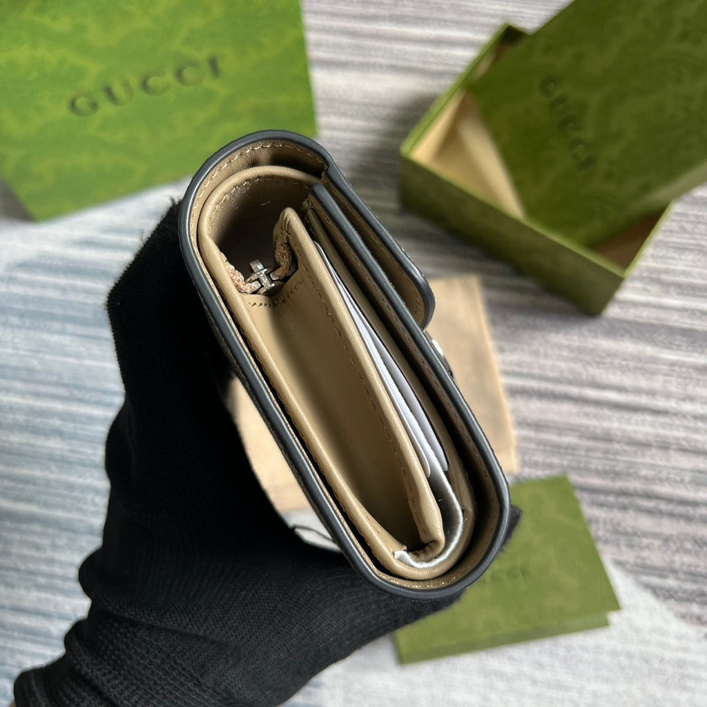 Gucci Mini Wallet 11 in Beige Mix Brown Canvas