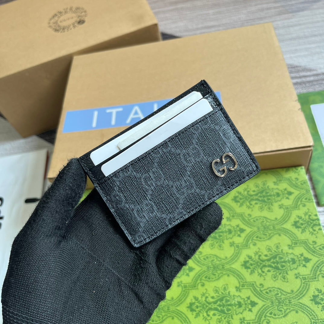 Gucci Card Case 11 with Detail Black Calfskin