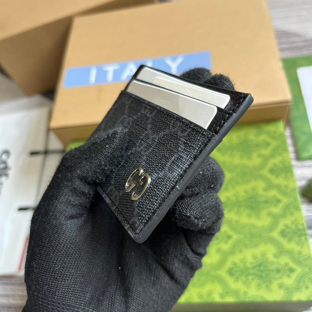 Gucci Card Case 11 with Detail Black Calfskin