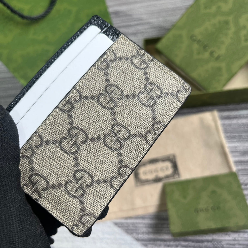 Gucci Card Case 11 with Detail in Beige Brown Calfskin