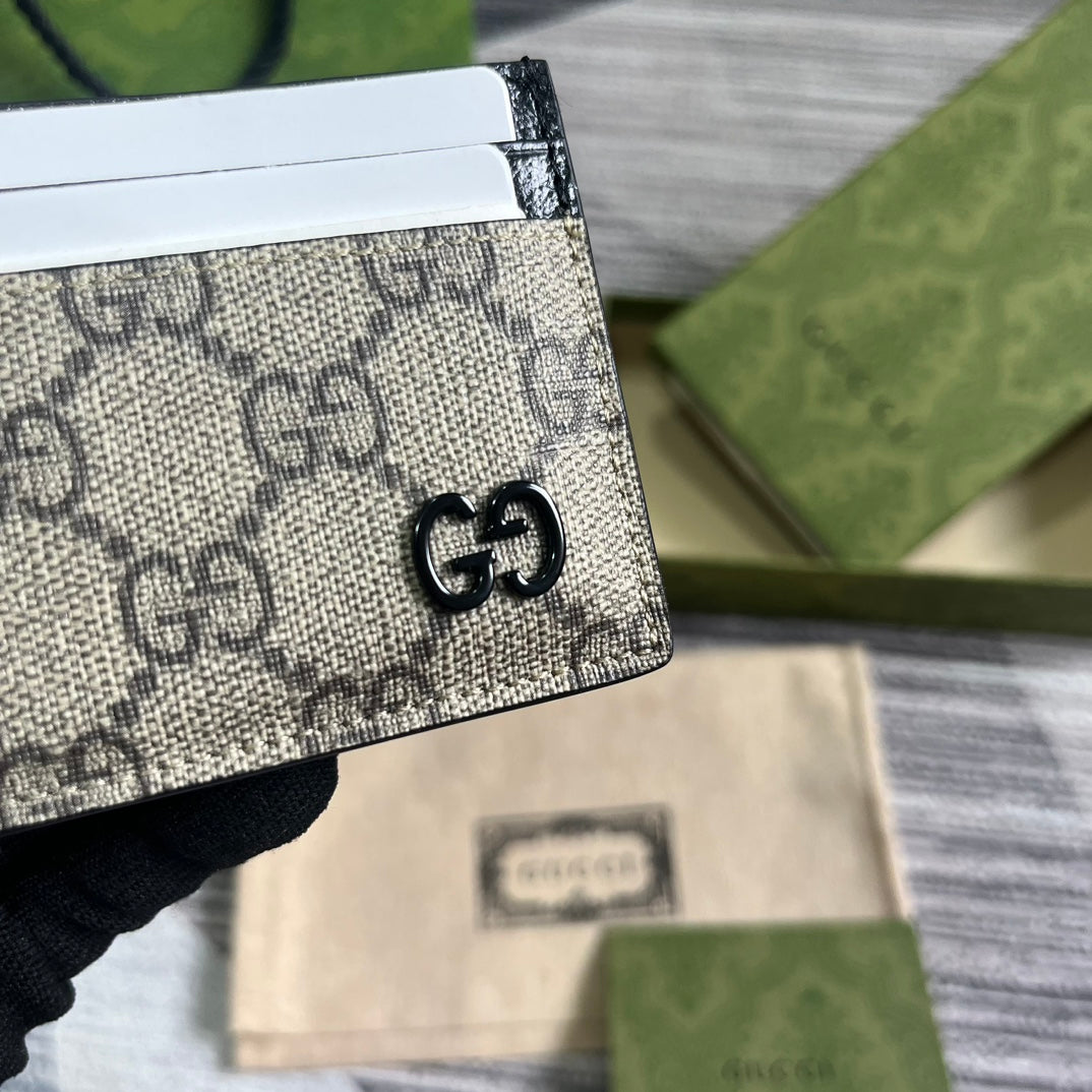 Gucci Card Case 11 with Detail in Beige Brown Calfskin