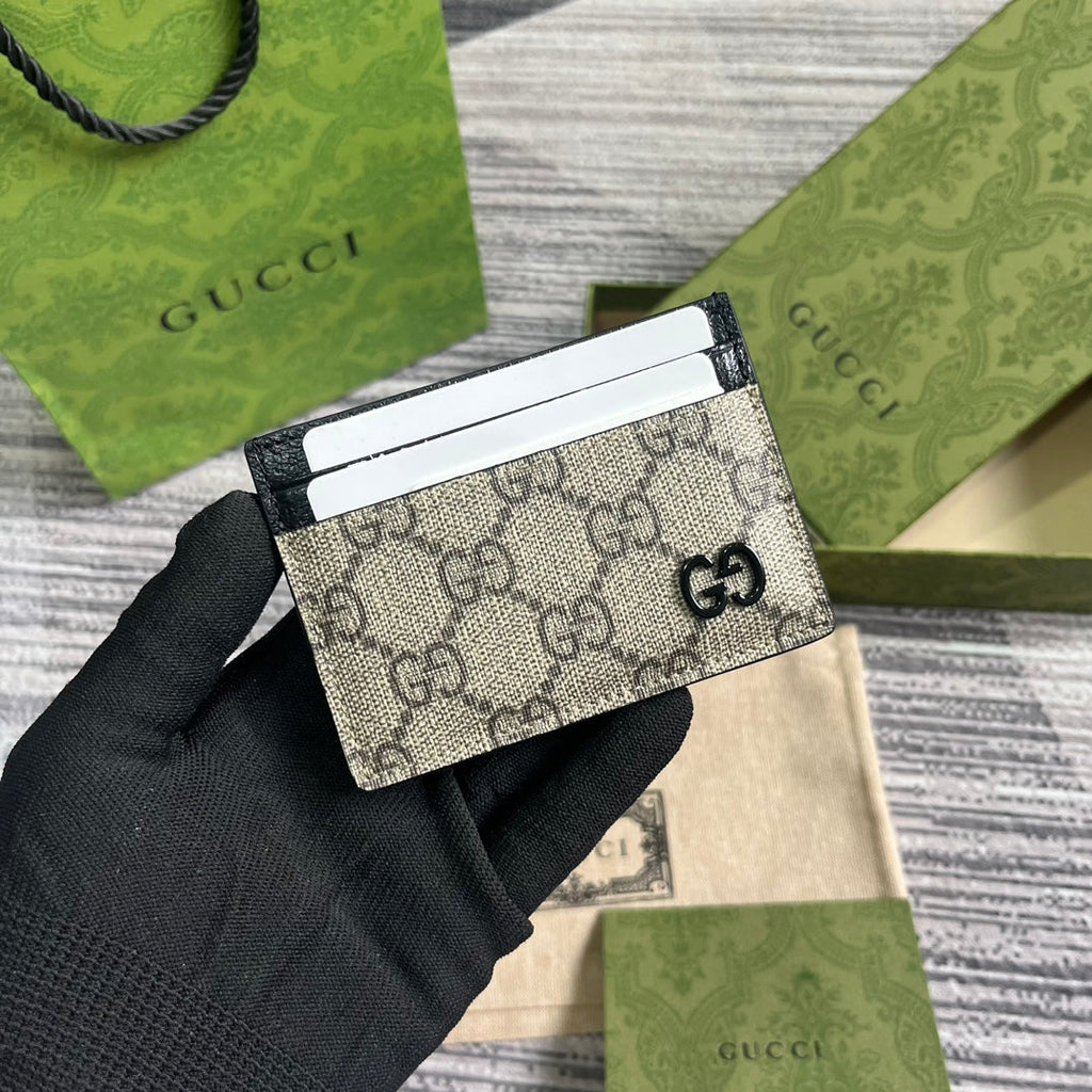 Gucci Card Case 11 with Detail in Beige Brown Calfskin