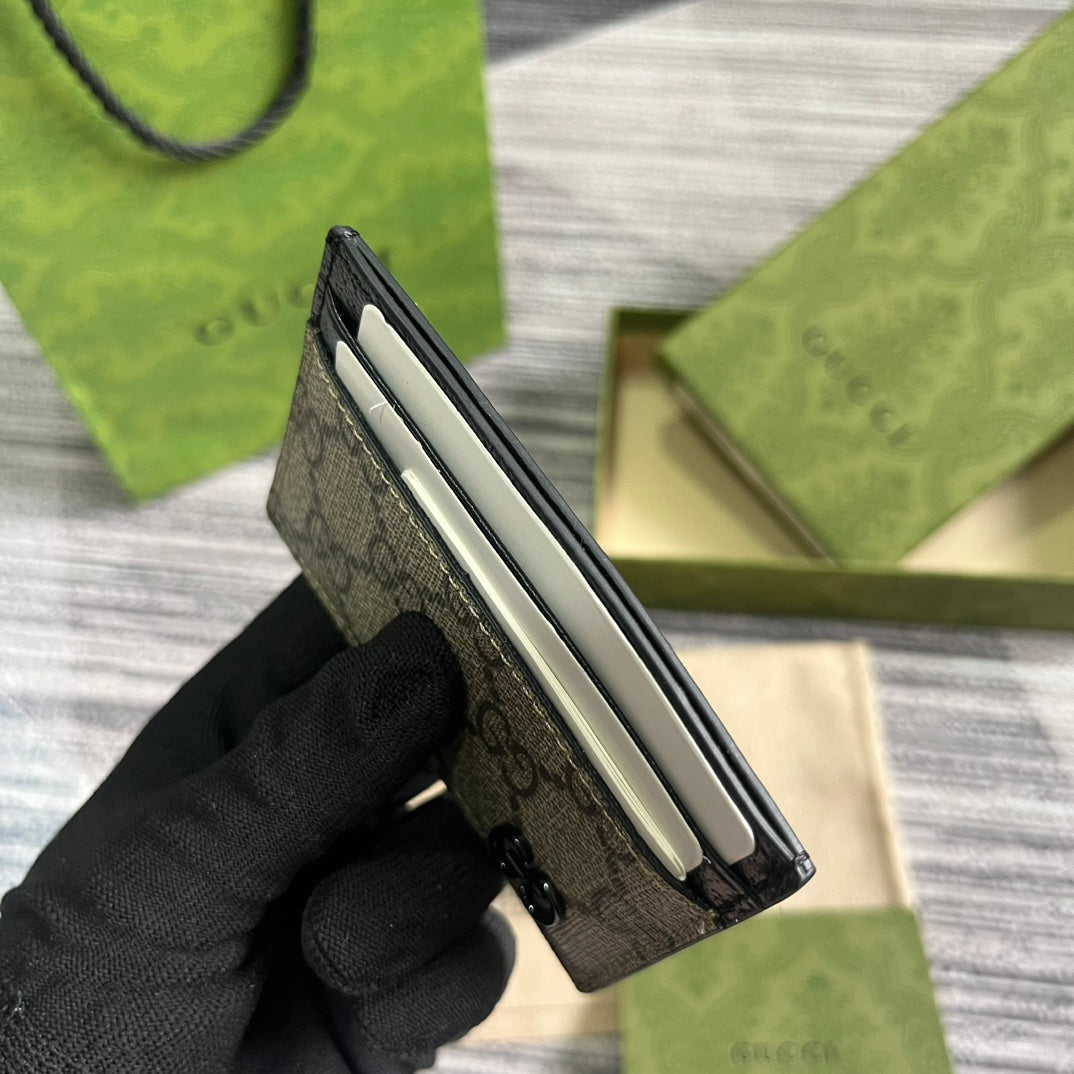 Gucci Card Case 11 with Detail in Beige Brown Calfskin