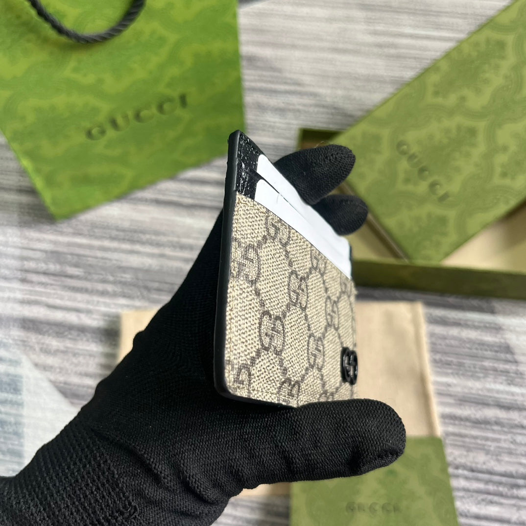 Gucci Card Case 11 with Detail in Beige Brown Calfskin