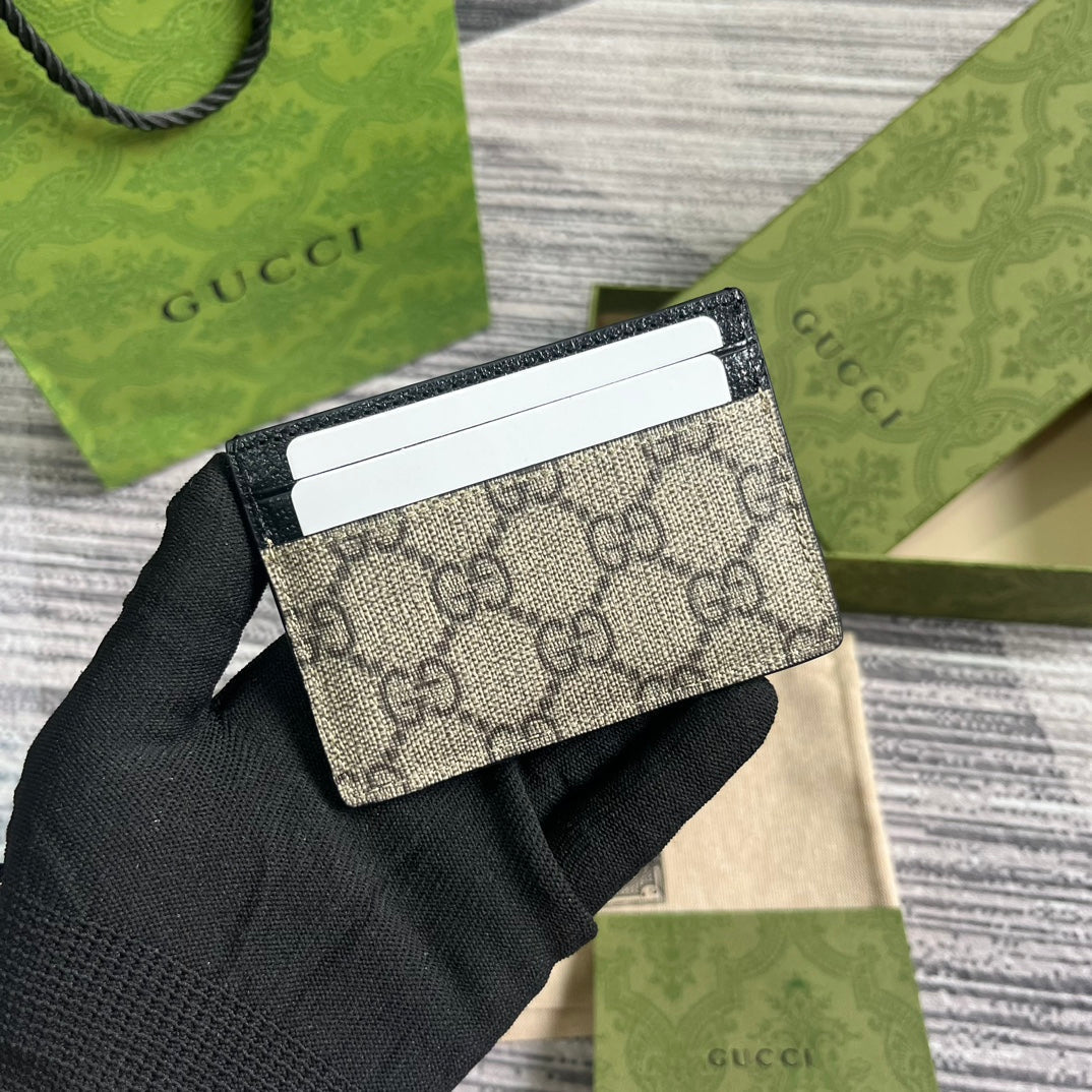 Gucci Card Case 11 with Detail in Beige Brown Calfskin