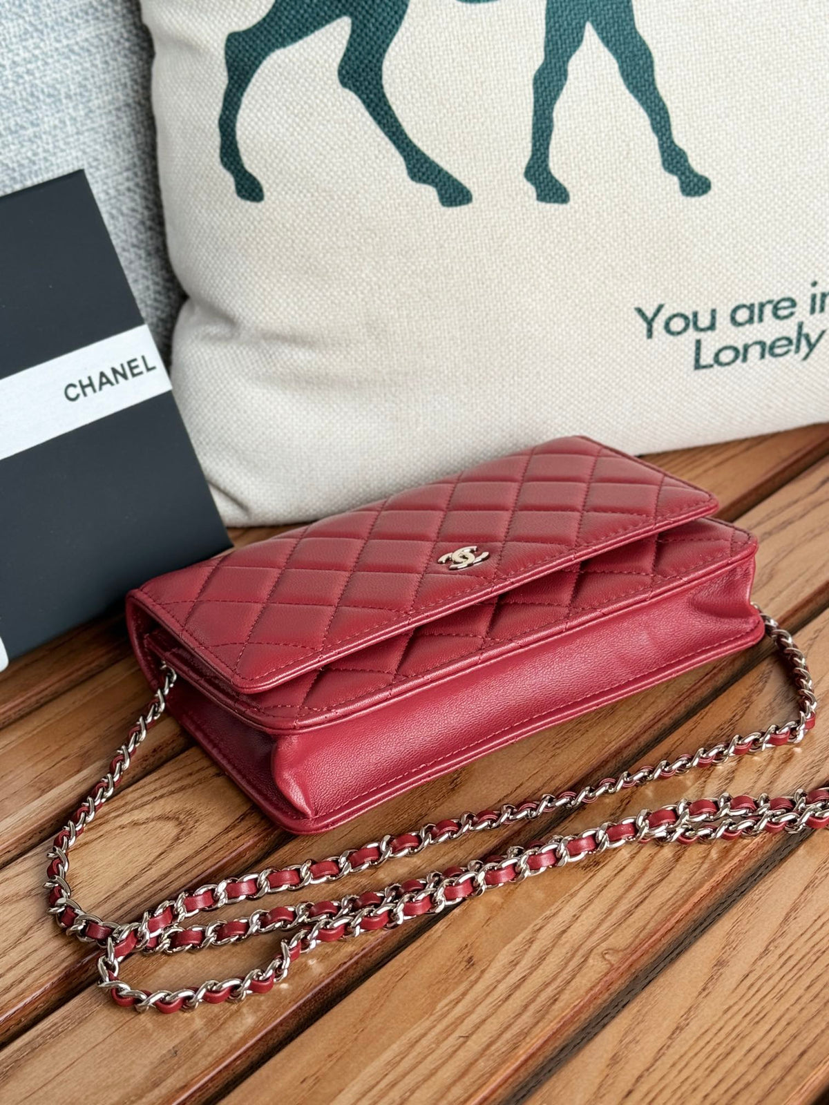 Chanel WOC Entrupy 19 Bag in Cherry Red Calfskin