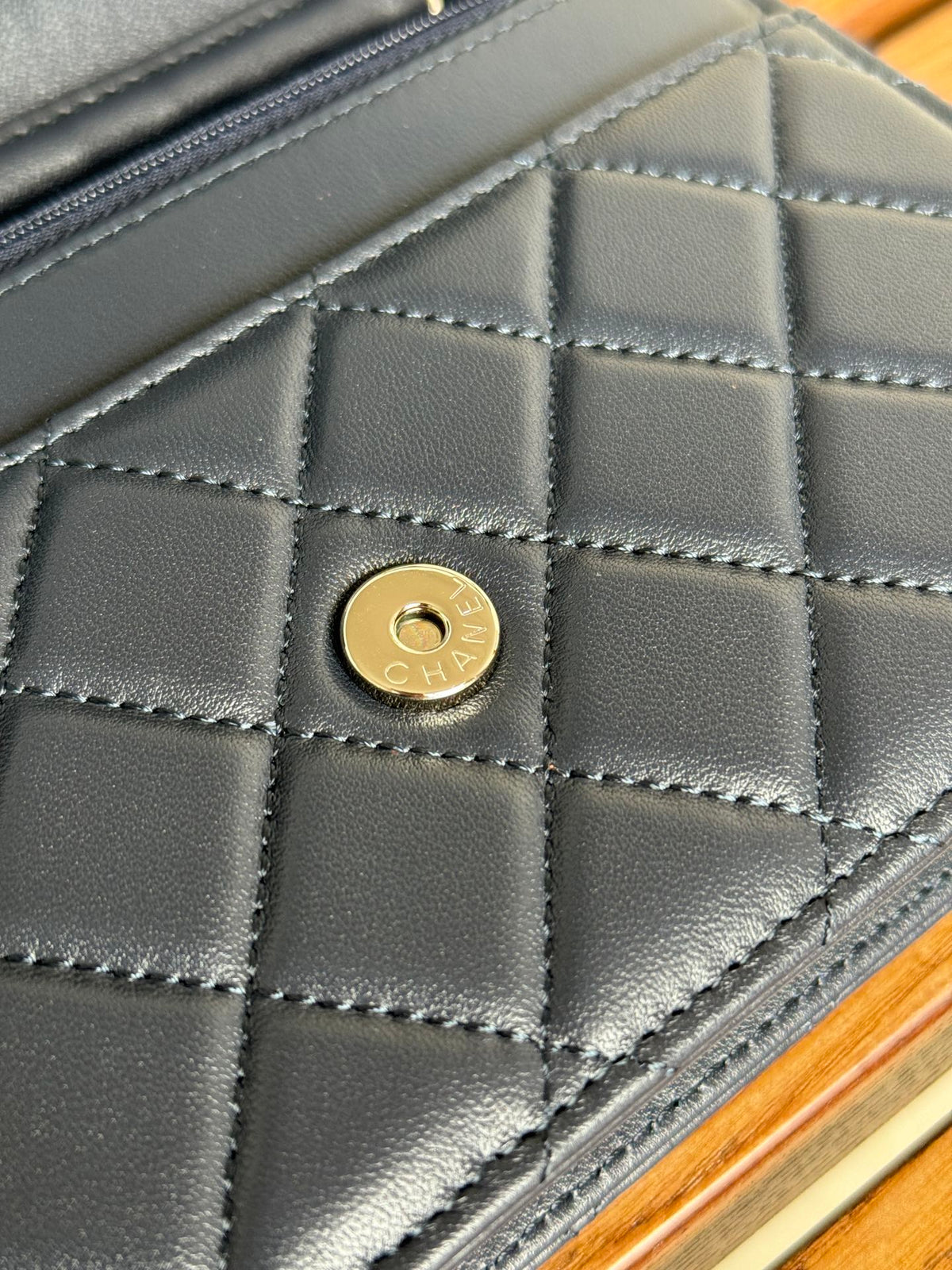 Chanel WOC Entrupy 19 Bag in Indigo Blue Calfskin