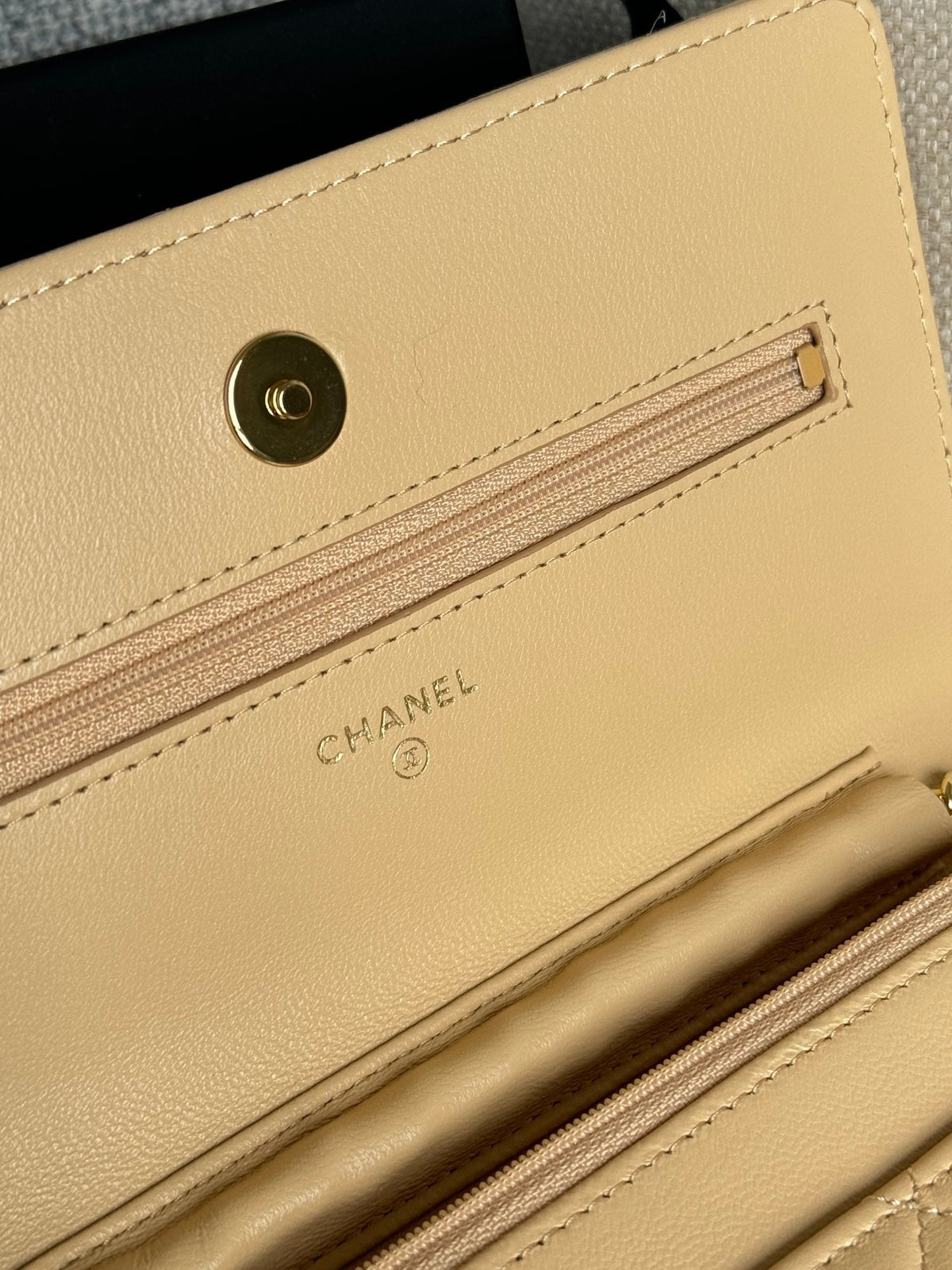 Chanel WOC Entrupy 19 Bag in Dark Cream Calfskin