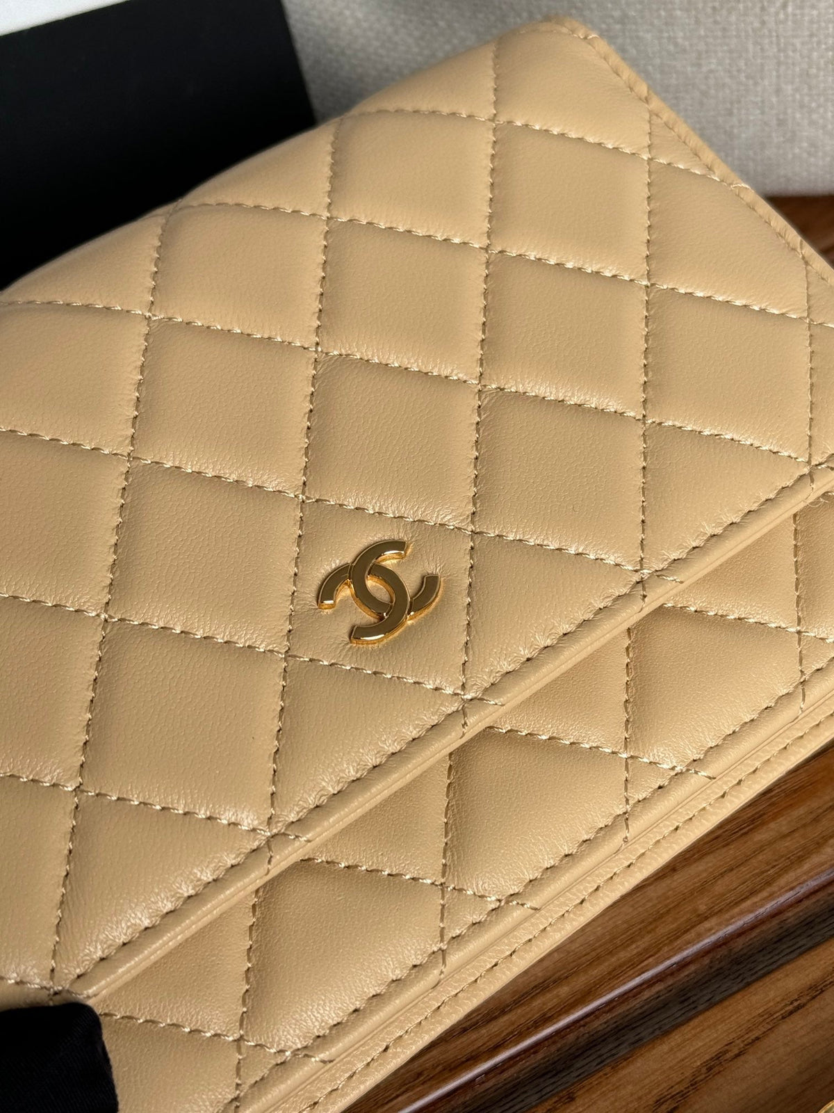 Chanel WOC Entrupy 19 Bag in Dark Cream Calfskin