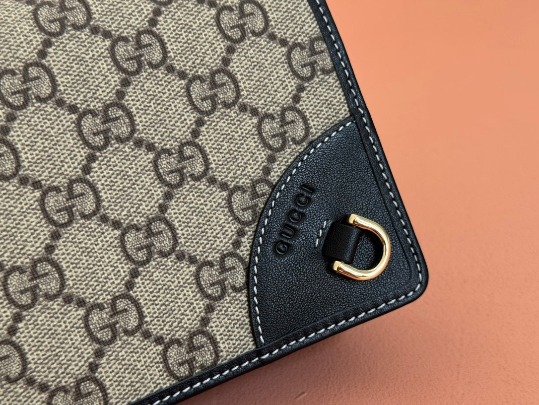 Gucci Emblem Wallet Monogram 20 in Dark Brown and Black Calfskin