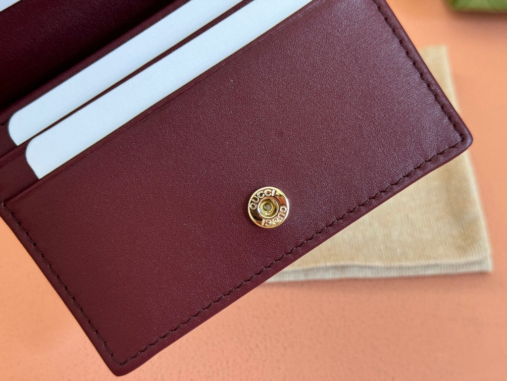 Gucci Horsebit 1955 Card Case Wallet 11 in Beige Dark Brown New and Rosso Ancora Red Calfskin