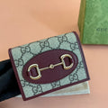 Gucci Horsebit 1955 Card Case Wallet 11 in Beige Dark Brown New and Rosso Ancora Red Calfskin