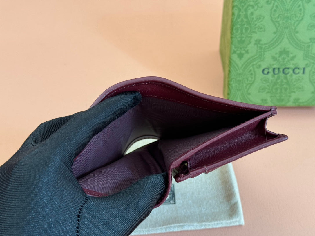 Gucci Horsebit 1955 Card Case Wallet 11 in Beige Dark Brown New and Rosso Ancora Red Calfskin