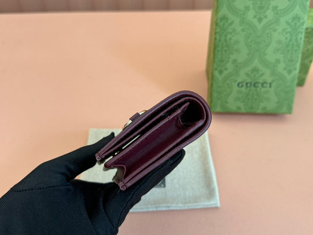 Gucci Horsebit 1955 Card Case Wallet 11 in Beige Dark Brown New and Rosso Ancora Red Calfskin