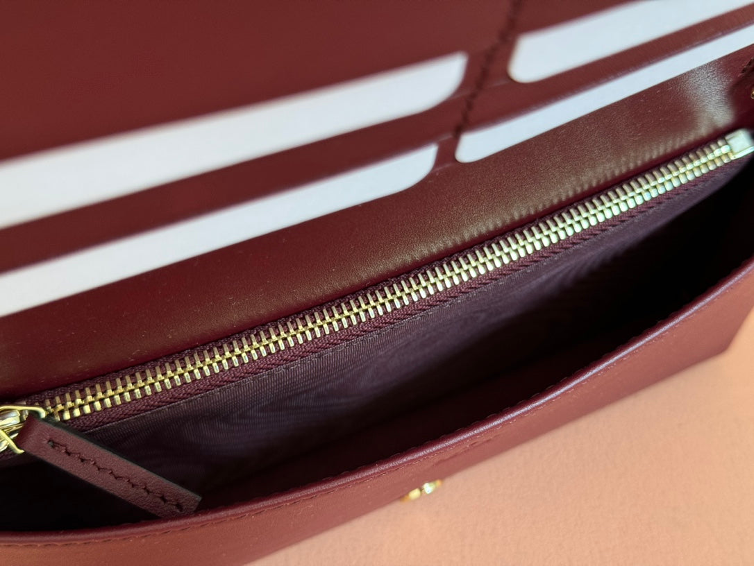 Gucci Horsebit 1955 Wallet On Chain 19 in Beige Dark Brown New and Rosso Ancora Red Calfskin