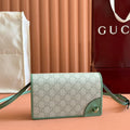 Gucci Emblem Wallet Monogram 20 in Sage Green Smooth Calfskin