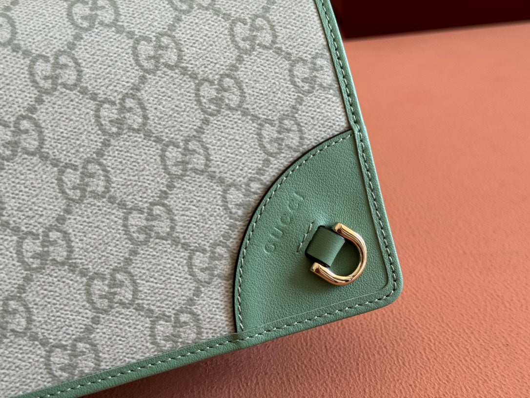 Gucci Emblem Wallet Monogram 20 in Sage Green Smooth Calfskin