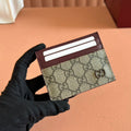 Gucci Card Case 10 in Beige and Red Calfskin