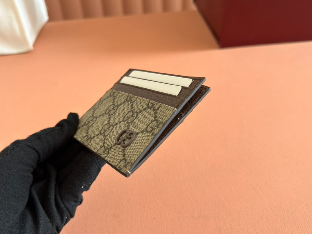 Gucci Card Case 10 in Beige and Brown Calfskin