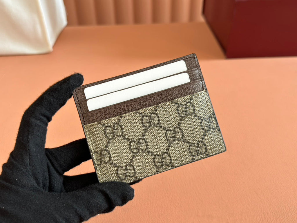 Gucci Card Case 10 in Beige and Brown Calfskin