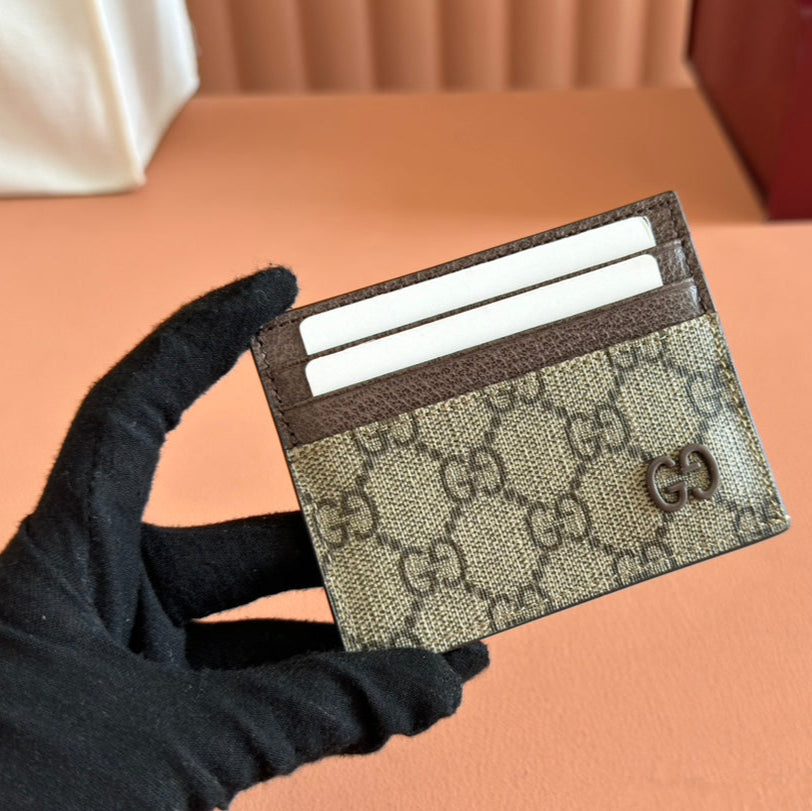 Gucci Card Case 10 in Beige and Brown Calfskin
