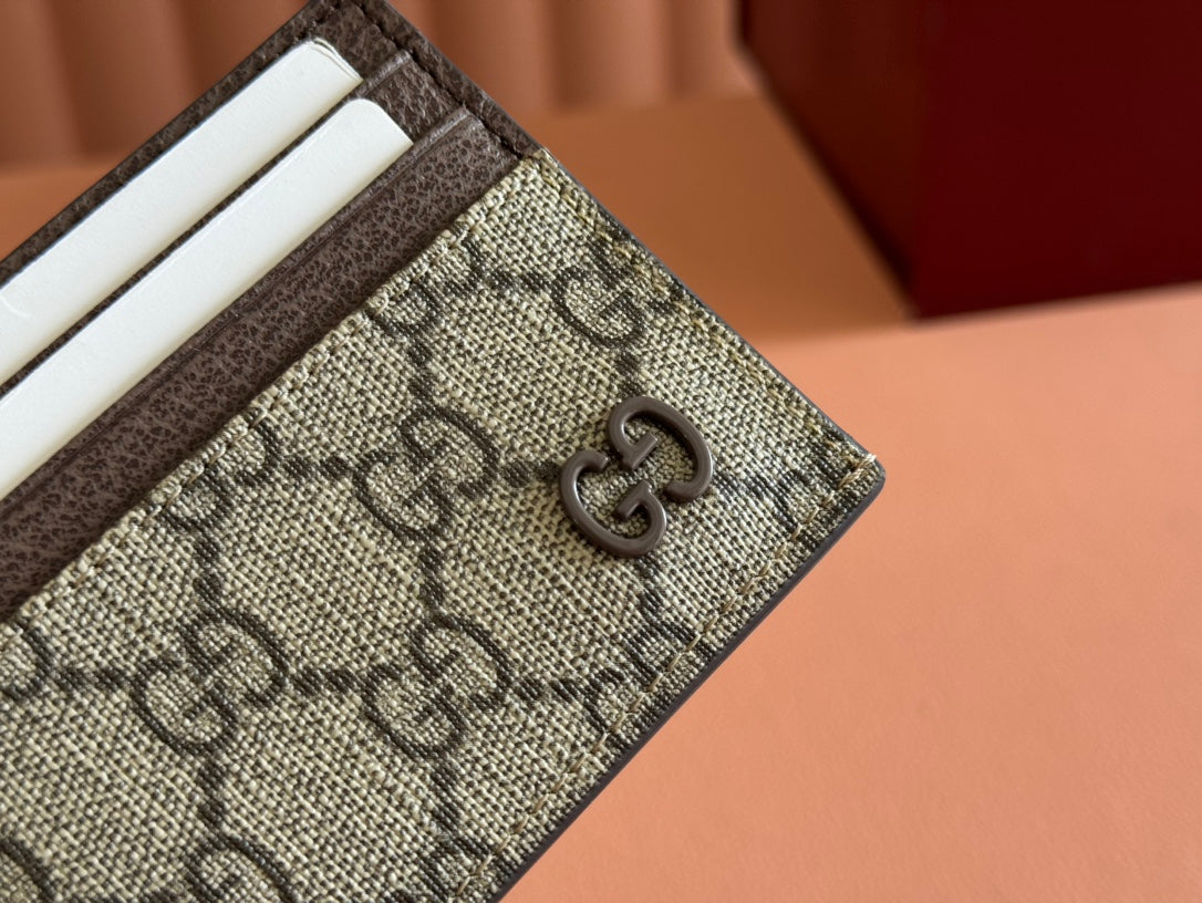 Gucci Card Case 10 in Beige and Brown Calfskin