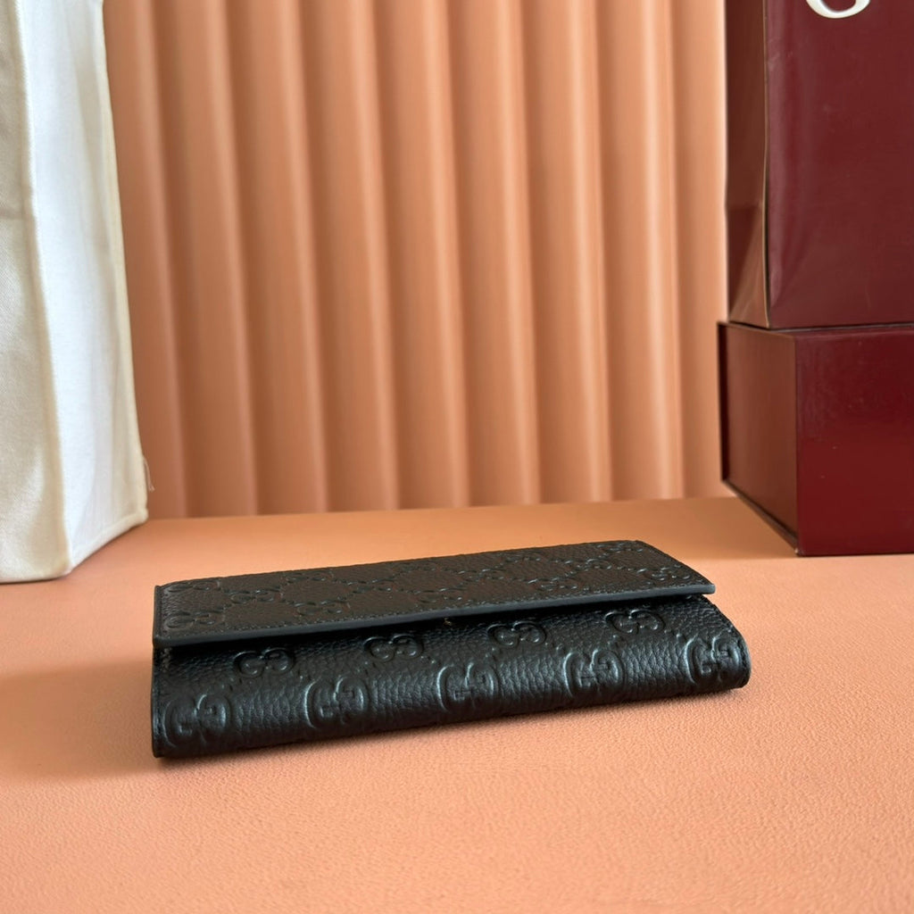Gucci Emblem Continental Wallet 19 in Black Smooth Calfskin