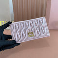 Matelassé Leather Envelope Wallet Light Pink