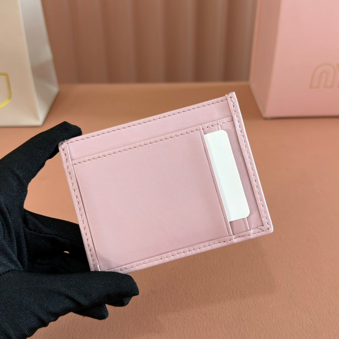 Matelassé Nappa Leather Card Holder Light Pink