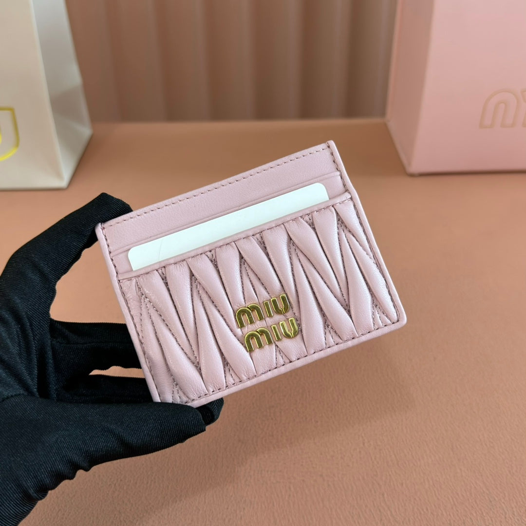 Matelassé Nappa Leather Card Holder Light Pink