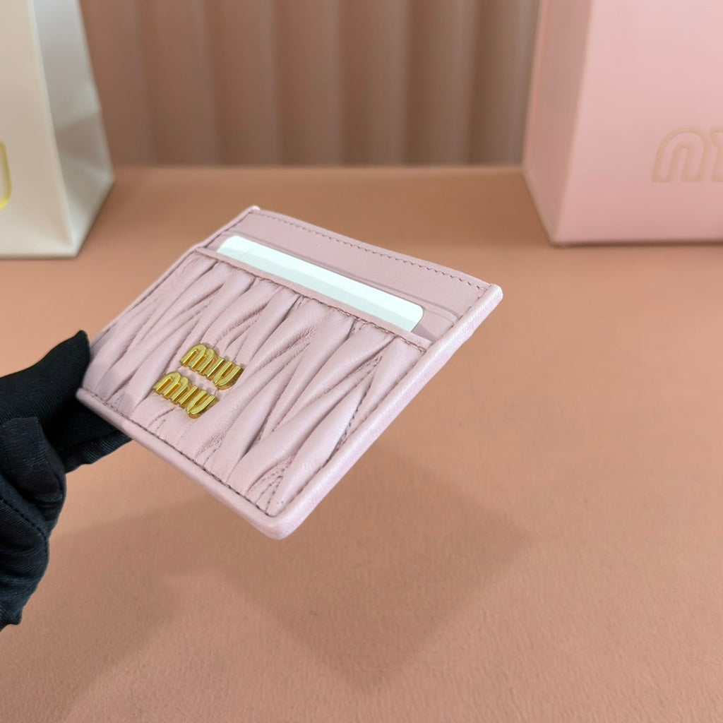 Matelassé Nappa Leather Card Holder Light Pink
