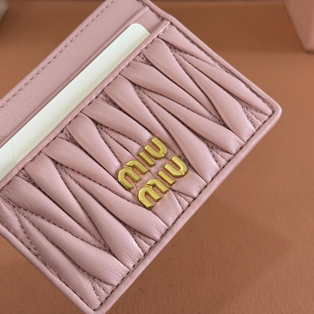 Matelassé Nappa Leather Card Holder Light Pink