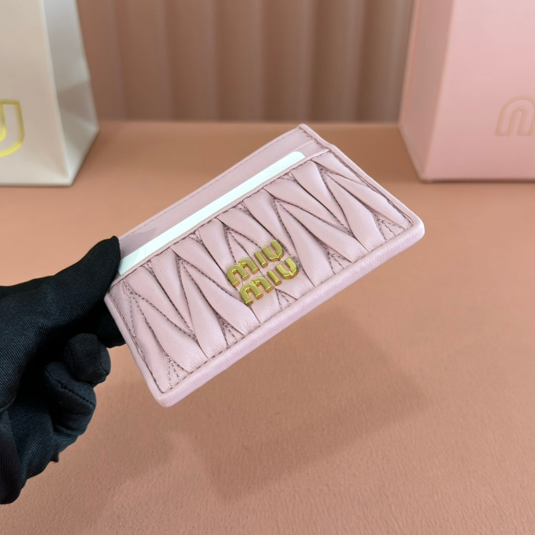 Matelassé Nappa Leather Card Holder Light Pink