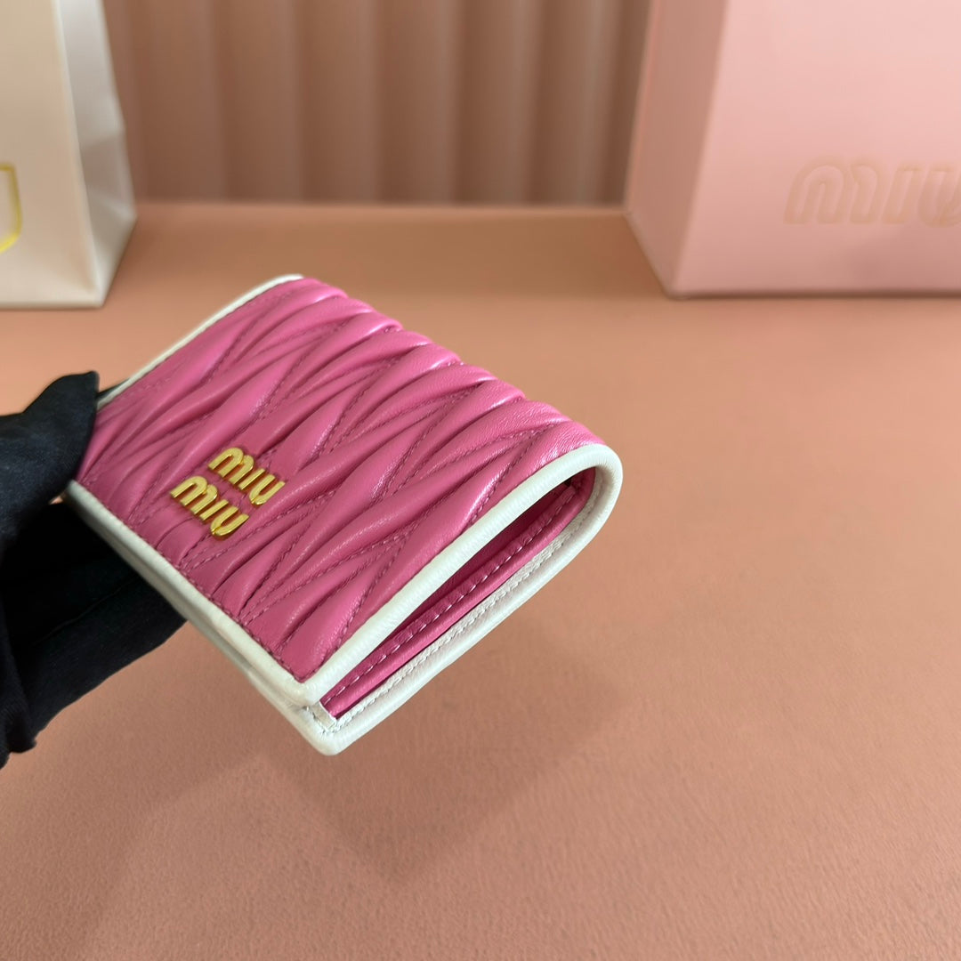 Small Matelassé Nappa Leather Wallet Fuchsia