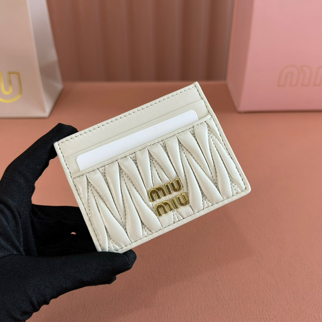 Matelassé Nappa Leather Card Holder White