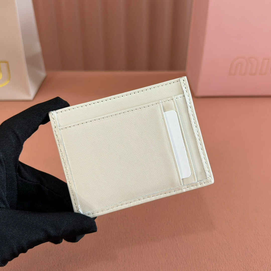 Matelassé Nappa Leather Card Holder White