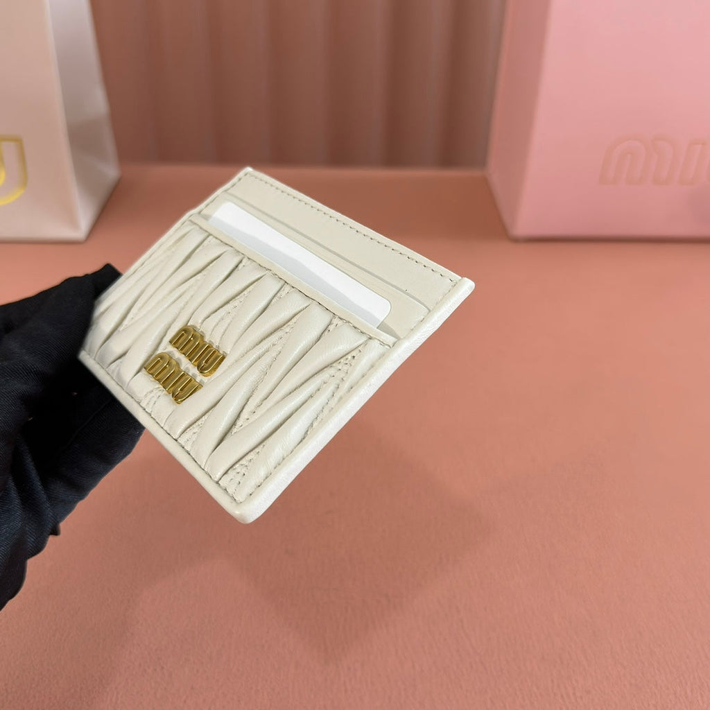 Matelassé Nappa Leather Card Holder White