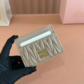 MM Matelassé Card Holder 10.5 in Beige Calfskin