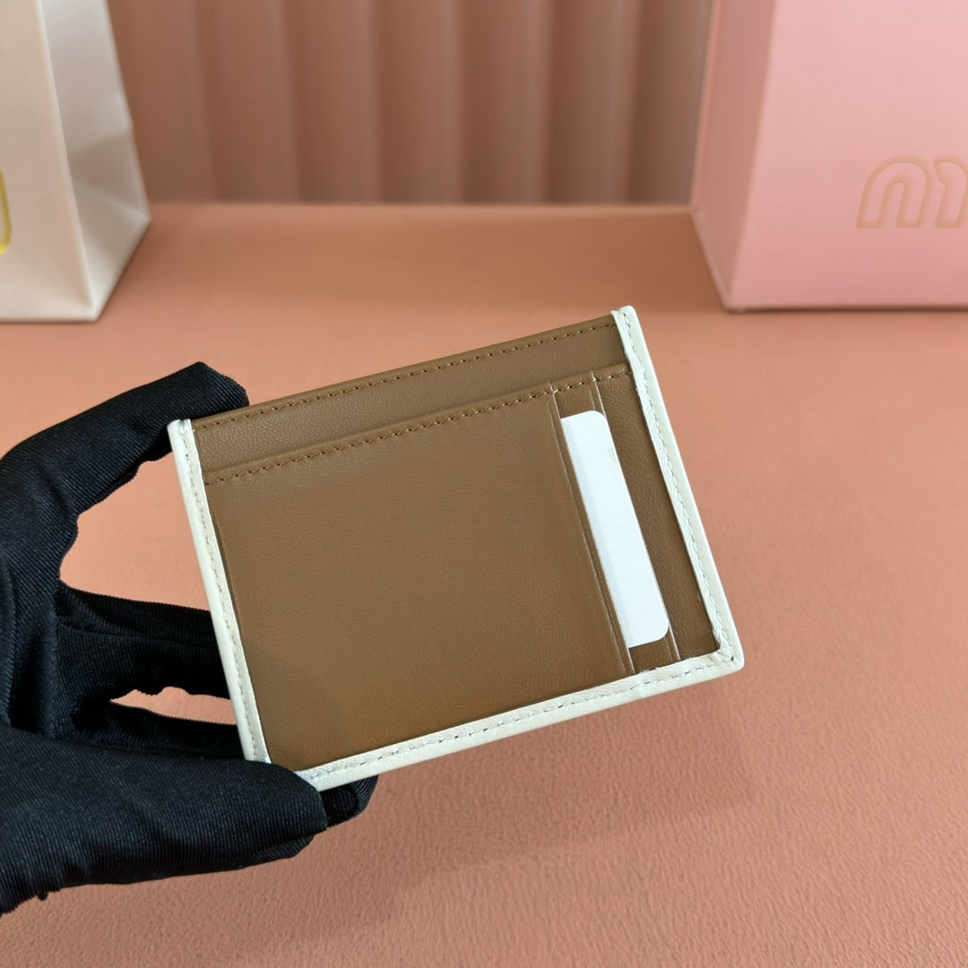 Matelassé Nappa Leather Card Holder Brown