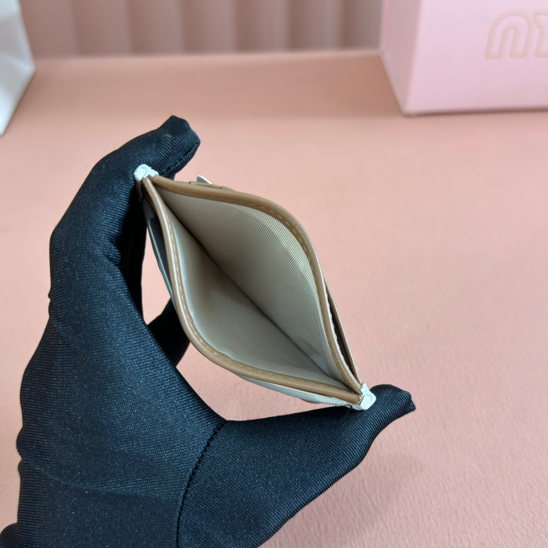 Matelassé Nappa Leather Card Holder Brown