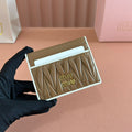 Matelassé Nappa Leather Card Holder Brown