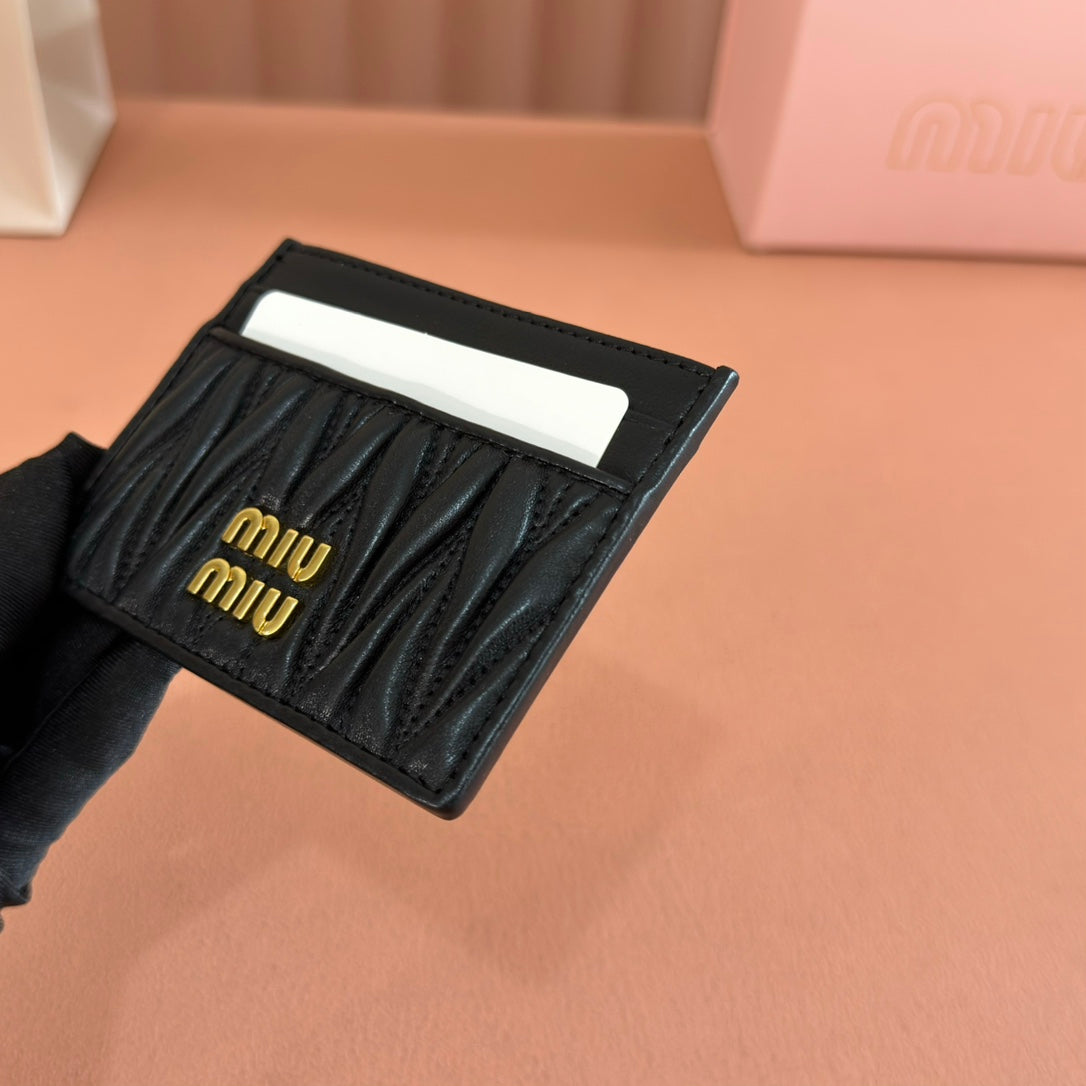 Matelassé Nappa Leather Card Holder Black