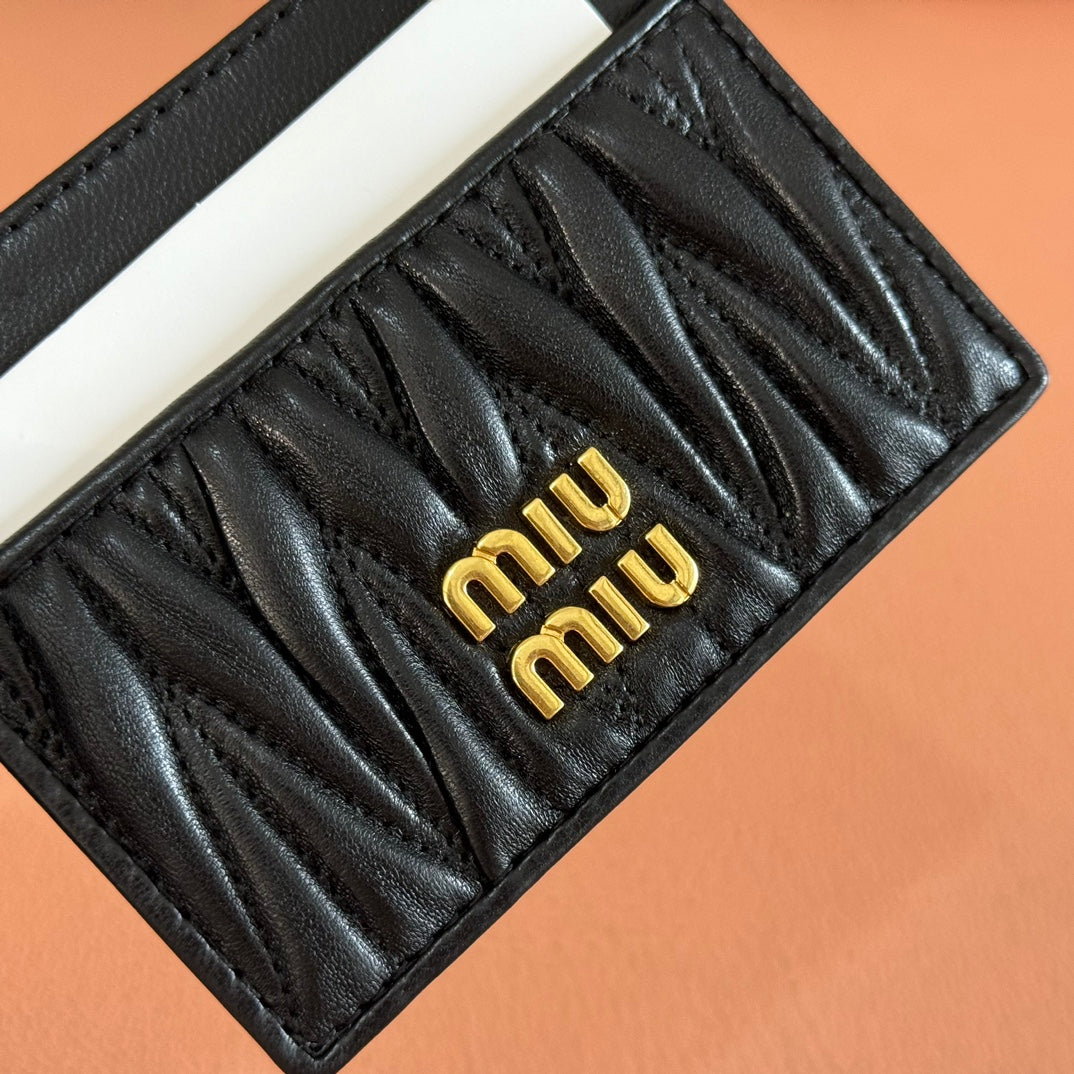Matelassé Nappa Leather Card Holder Black