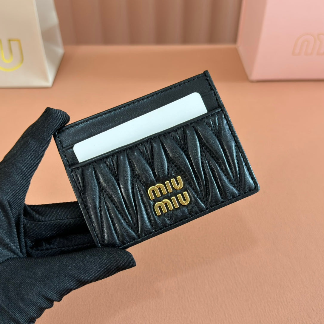 Matelassé Nappa Leather Card Holder Black