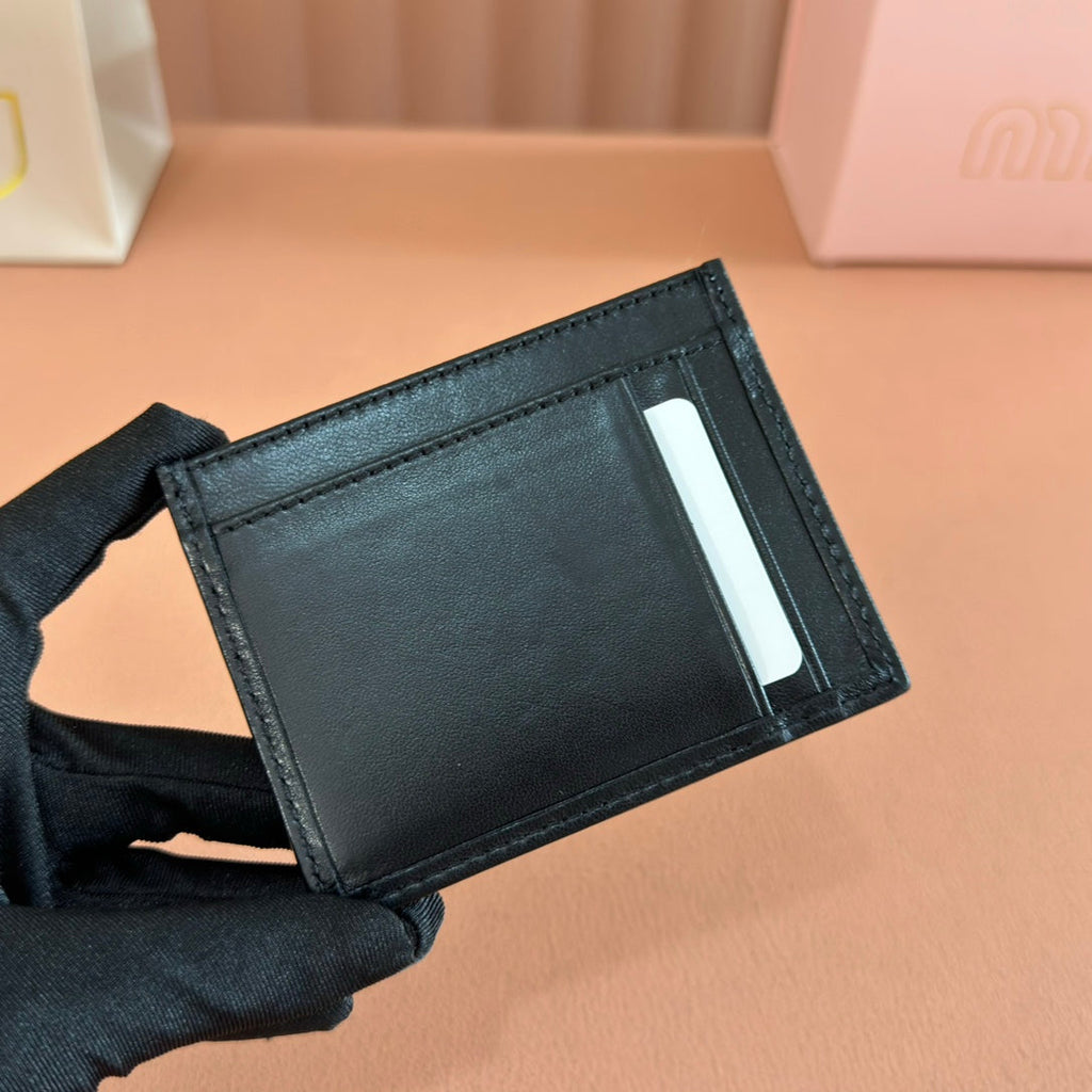Matelassé Nappa Leather Card Holder Black