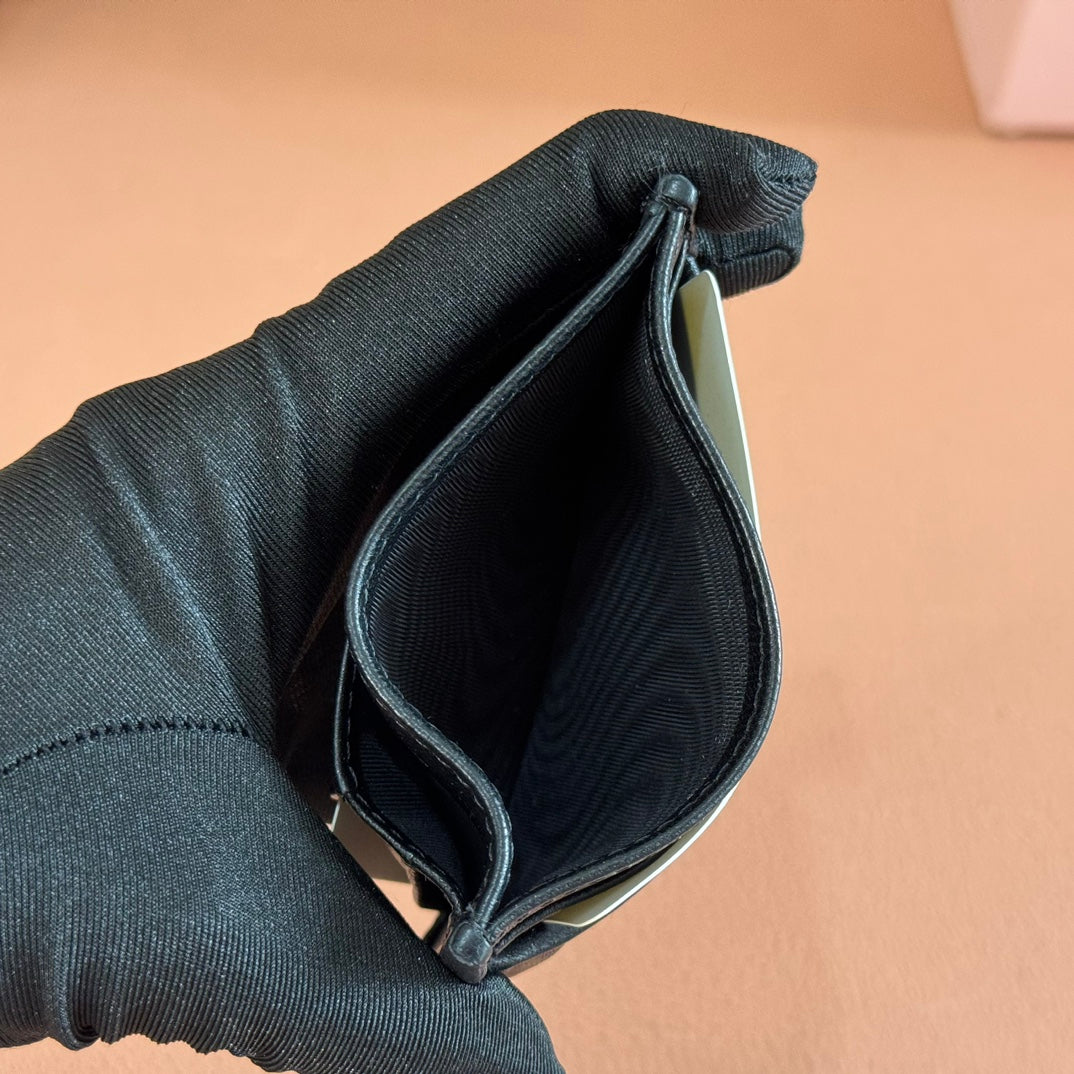 Matelassé Nappa Leather Card Holder Black