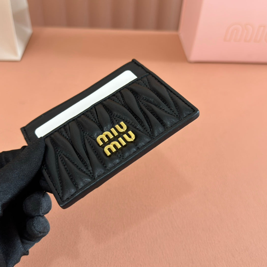Matelassé Nappa Leather Card Holder Black